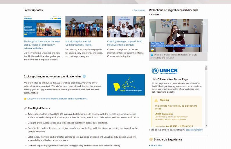 UNHCR intranet screenshot reproduced from the supplied 2026 portfolio