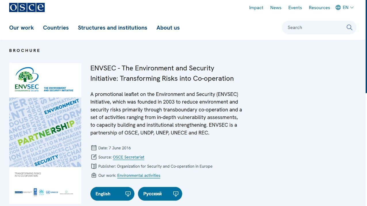 ENVSEC: transforming risks into co-operation — original source preview