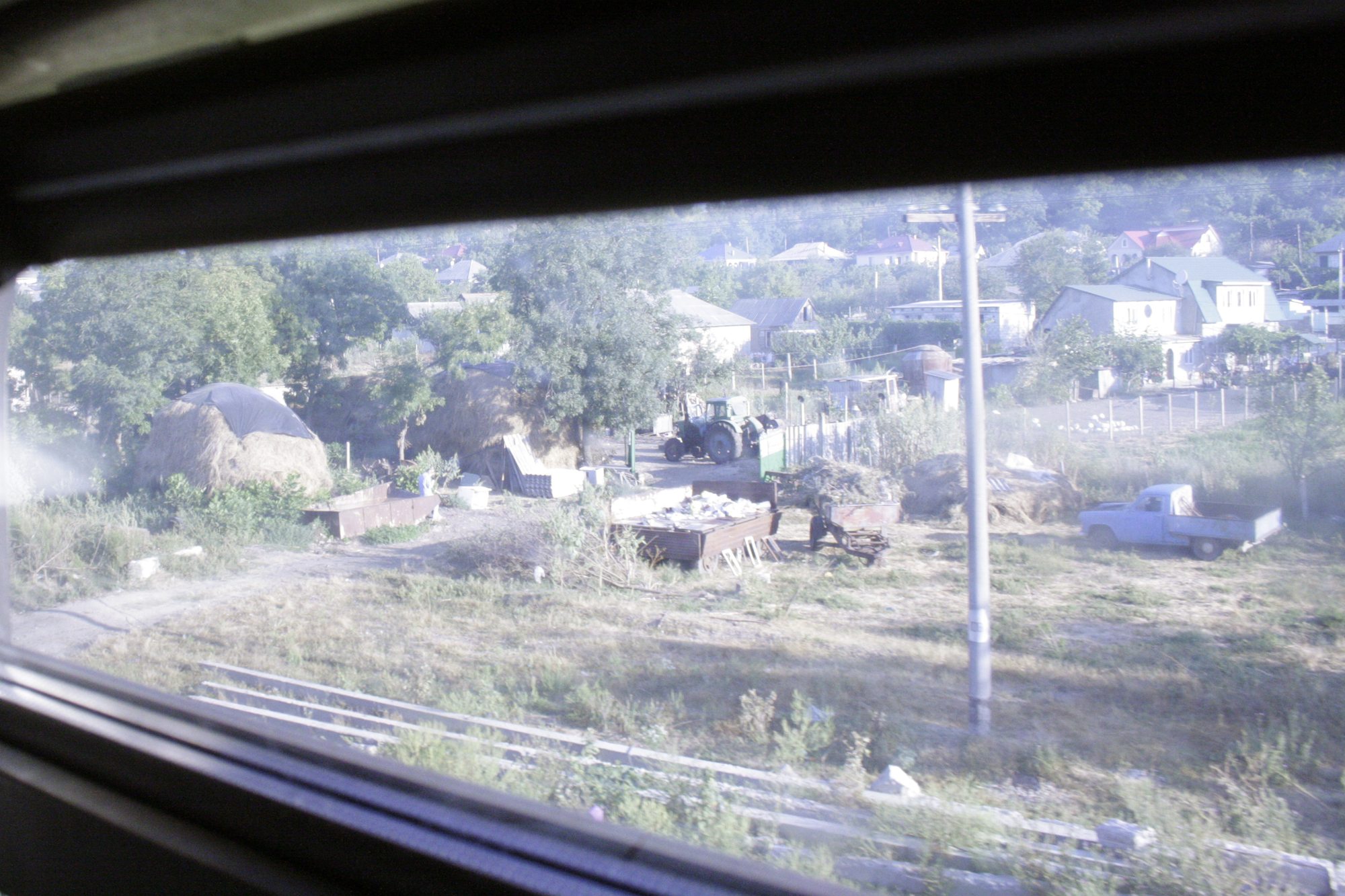 Houses seen from the train window